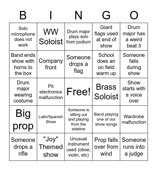 JMU POC Bingo Card