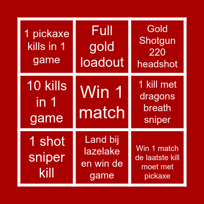 Fortnite Bingoo! Bingo Card