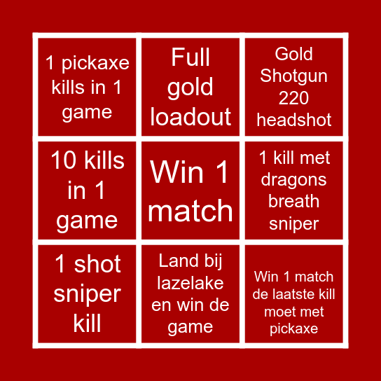 Fortnite Bingoo! Bingo Card