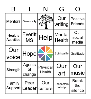 Sources of Strength Bingo Card