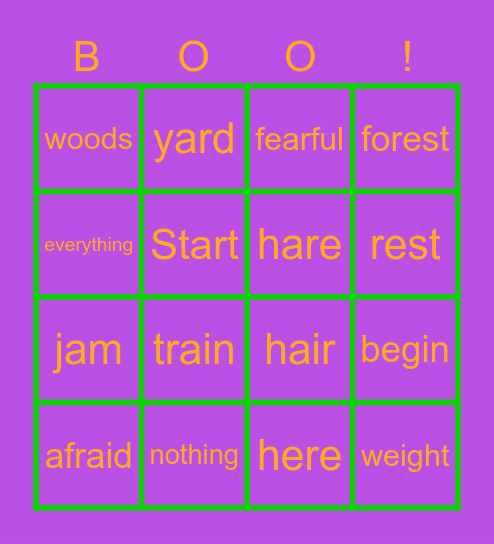 Happy Halloween! ~ Word Bingo Card