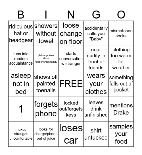 Darius Bingo Card