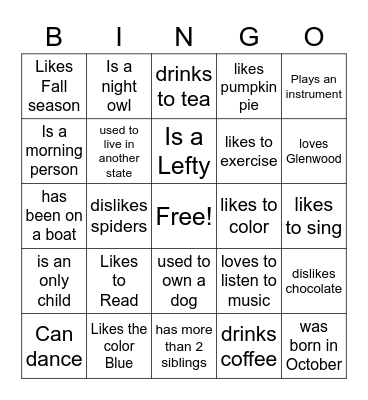 Find Someone Who... Bingo Card