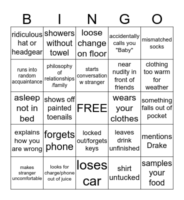 Darius Bingo Card