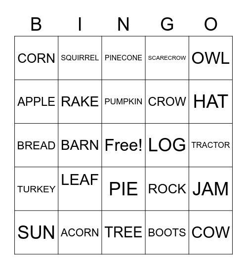 HAPPY FALL BINGO! Bingo Card