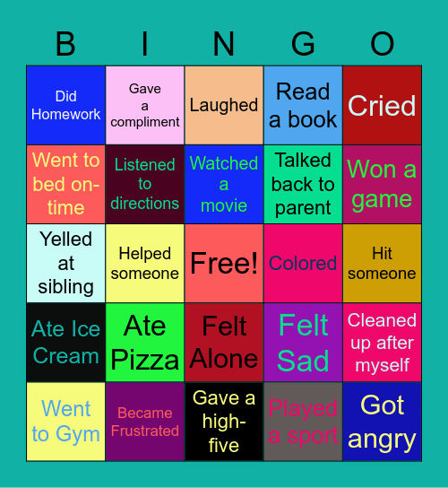 Therapy Bingo Card