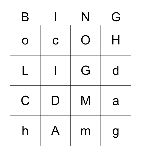 C-H Bingo Card