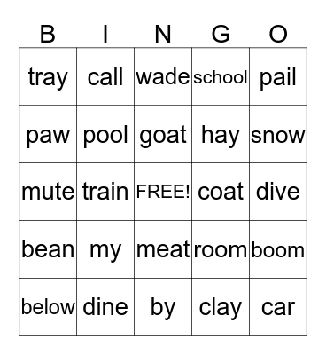 Phonics Bingo Card