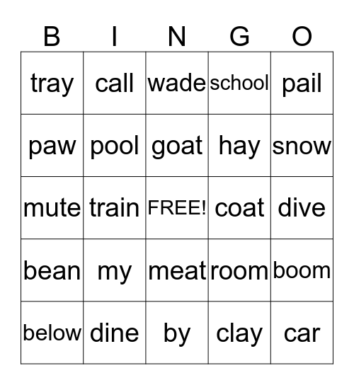 Phonics Bingo Card