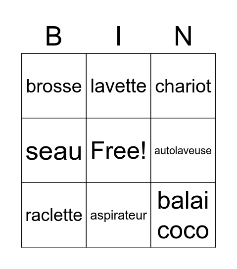 le matériel Bingo Card