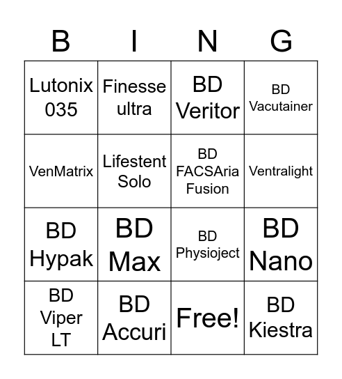 BD Bingo Card