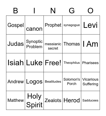 Bible Bingo Card