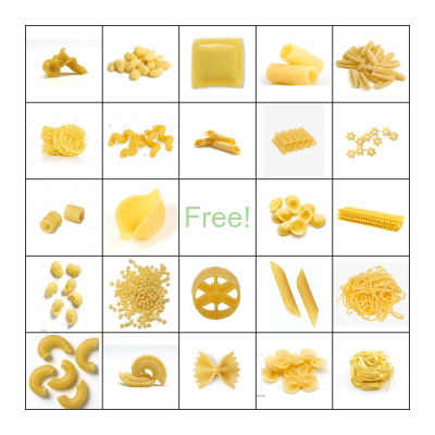 National Pasta Day Bingo Card