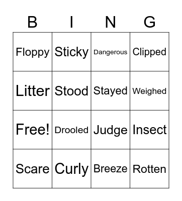 Vocabulary Bingo Card