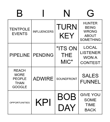 iHeart Meeting Drinking Game Bingo Card