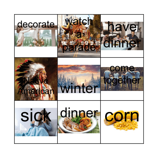 What can you do in Thanksgiving? Bingo Card