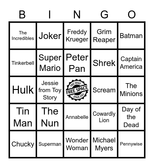 Who Will You Be For Halloween!!??!! Remember to CONTACT THE BINGO BASE AS SOON AS YOU BINGO either HORIZONTALLY, VERTICALLY, OR DIAGONALLY!!!! GOOD LUCK!!!!! Bingo Card