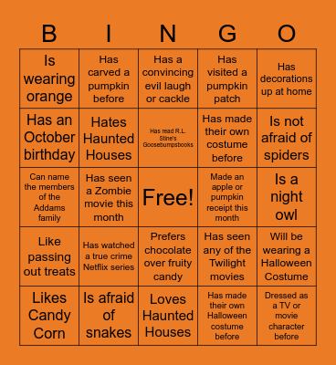 Halloween Bingo Card