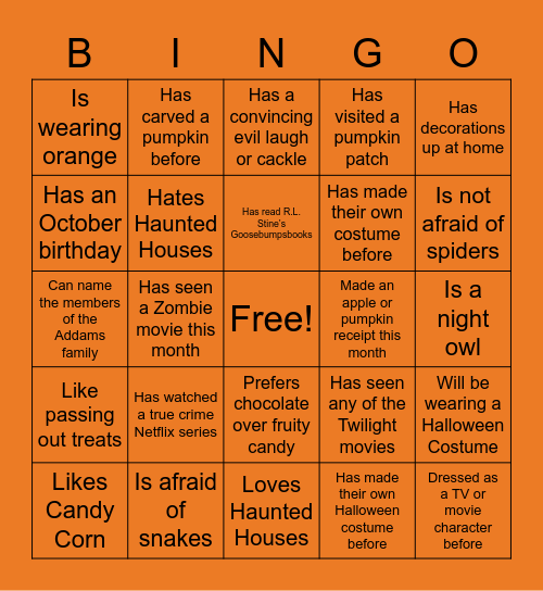 Halloween Bingo Card