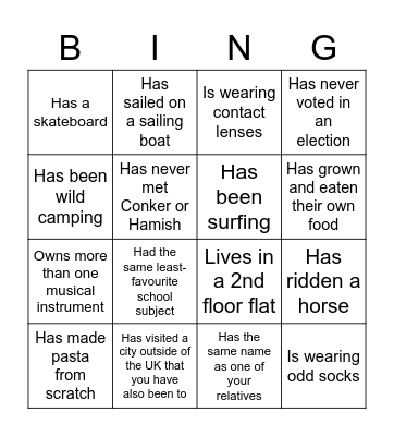 GLASSGO Get to Know You Bingo Card