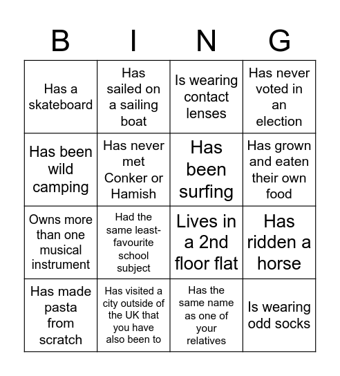 GLASSGO Get to Know You Bingo Card