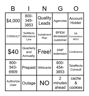 Duke Energy! Bingo Card
