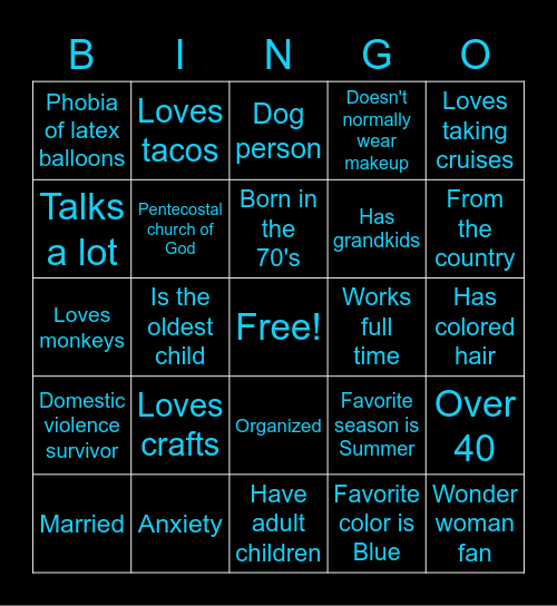 What do you have in common with Melinda Bingo Card