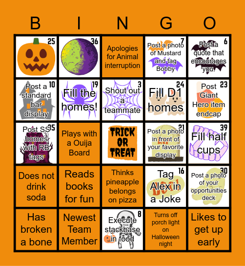 Balt Wash Halloween Bingo Card
