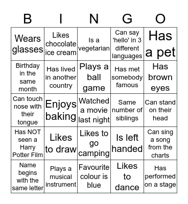 Human Bingo Card
