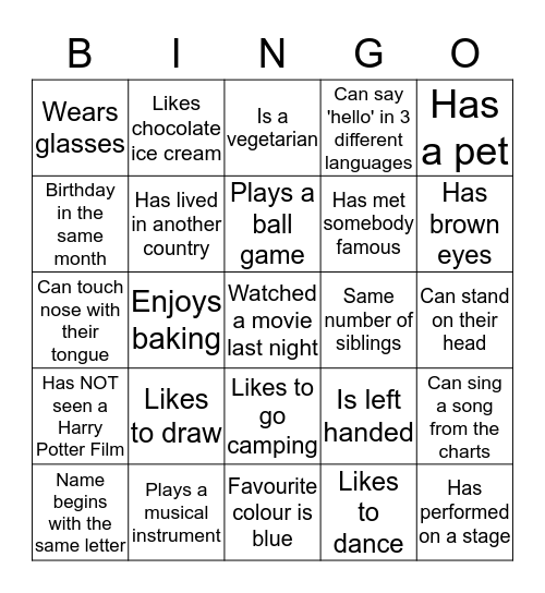 Human Bingo Card