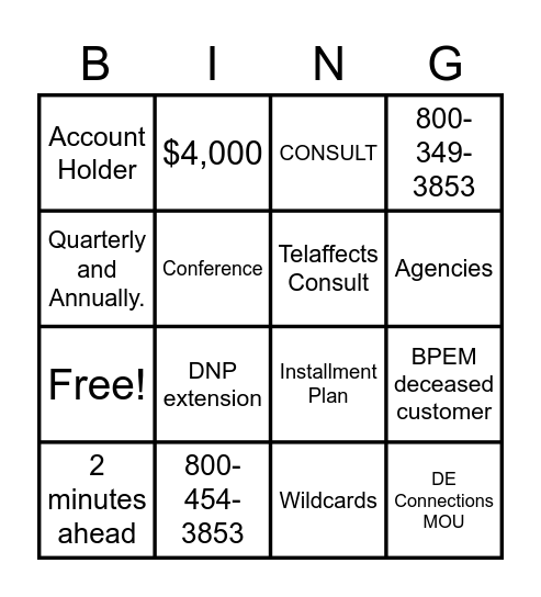 Duke Energy! Bingo Card