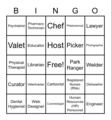 Career Terms Bingo Card