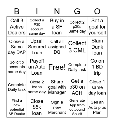 Lendmark Bingo Card