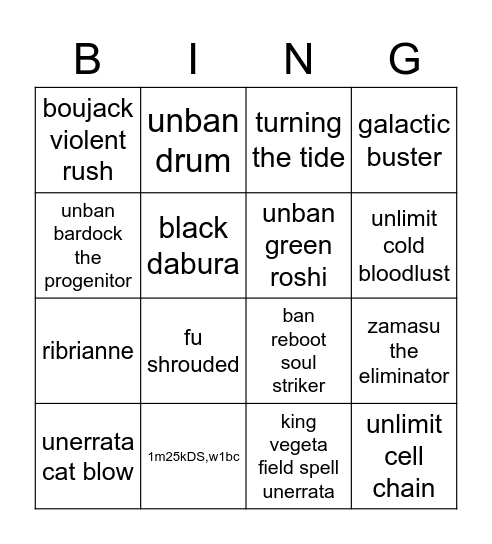 10/15 BAN LIST Bingo Card