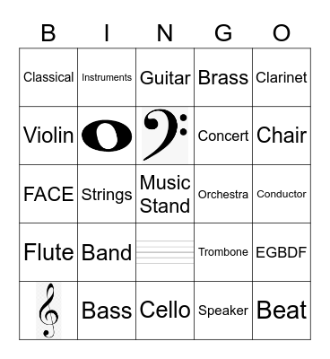 WOODWIND MUSIC BINGO Card