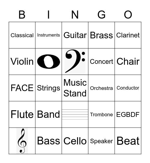 WOODWIND MUSIC BINGO Card