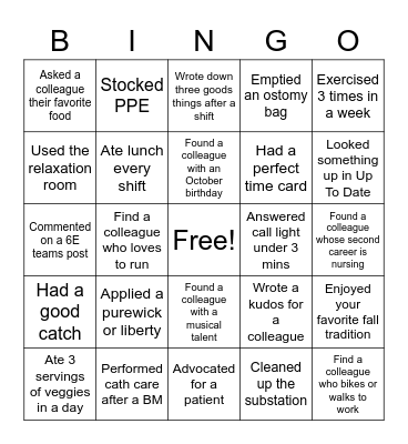 6E Bingo Week 2 Bingo Card