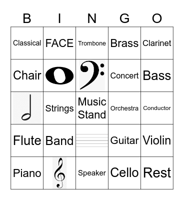 WOODWIND MUSIC BINGO Card