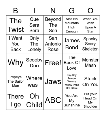 Video Musical Bingo Card