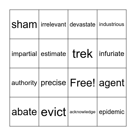 Book 7 Lesson 1 Bingo Card