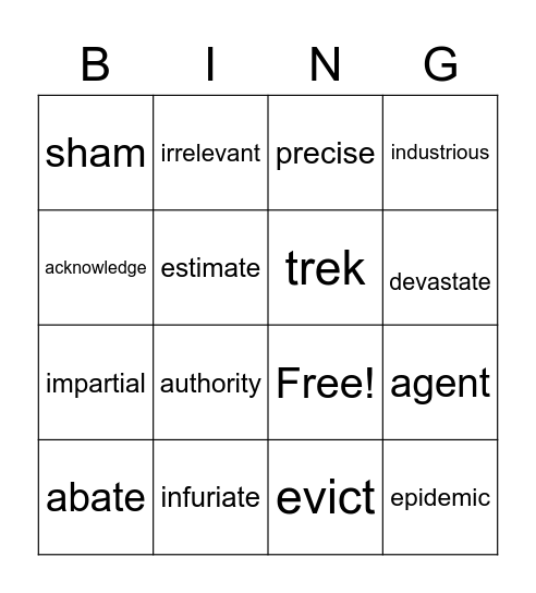 Book 7 Lesson 1 Bingo Card
