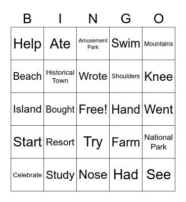 Teens 4 Bingo Card