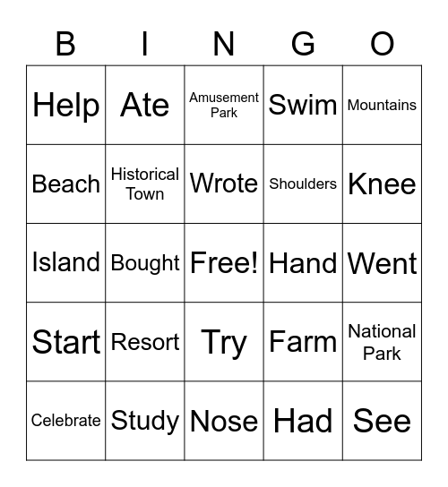Teens 4 Bingo Card