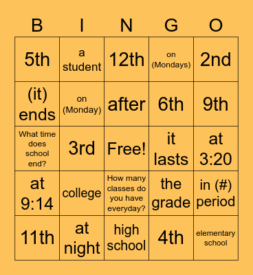3.1 La Escuela Bingo Card