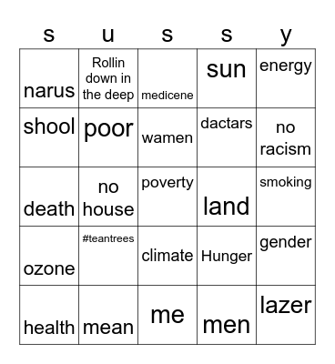 Sussy Baka Bingo Card
