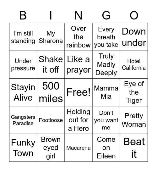 Allied Health Day Music Bingo Card