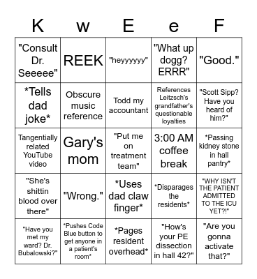 Ramsay Snow Bingo Card