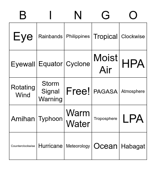 Typhoon DB Bingo Card