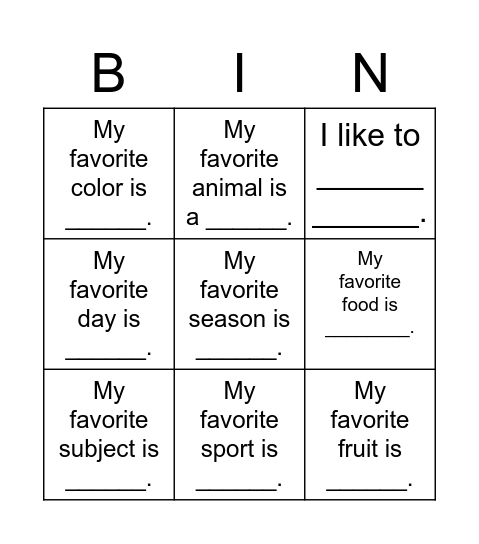 G5L9P6 Bingo Card