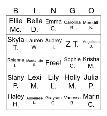 Americana Bingo Card